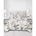 thumbnail image 2 of Quilts Queen Size Bedding Set, Brown Beige Botanical Reversible Summer Quilt 3 Pieces, Watercolor Spring Floral Summer Leaf Lightweight Bedspreads Coverlets with 2 Pillow Shams for All Seasons, 2 of 5
