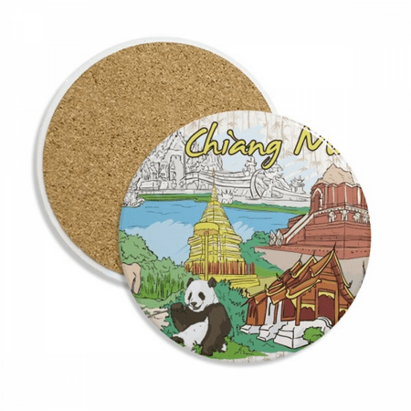

Thailand Chiang Mai Panda Temple Coaster Cup Mug Tabletop Protection Absorbent Stone