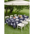 thumbnail image 4 of Outdoor Tablecloths with Umbrella Hole & Zipper, Date Tree Rectangle Tablecloth 52x70 Inch, Navy Blue Farmhouse Summer Tropical Plants Waterproof Table Cloth, Patio/Pool/Picnic Table Covers, 4 of 8