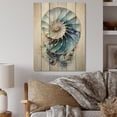 thumbnail image 2 of Designart "Symmetry of Blue Nautilus Ocean Shells" Animals Print on Natural Pine Wood, 2 of 5