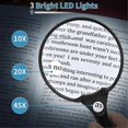 thumbnail image 3 of 2 Pack 30X 60X 90X Jewelers Loupe Bundle with 10X 20X 45X Large Magnifying Glass with Light for Sen, 3 of 5