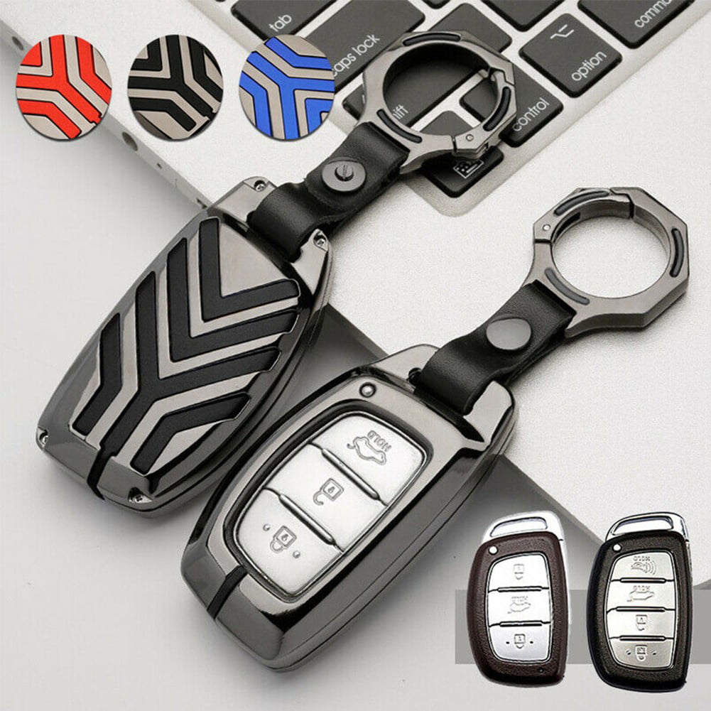 Smart Key Fob Chain Case Cover For Hyundai Tucson Sonata Elantra Ioniq Silver 