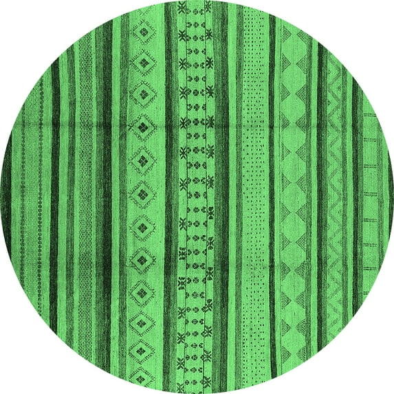 Ahgly Company Indoor Round Oriental Emerald Green Industrial Area Rugs, 5' Round