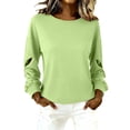 thumbnail image 2 of Womens Oversized Crewneck Sweatshirt, Fleece Pullover Top with Cut Out Sleeve Design, Casual Loose Fit Spring Outfits for Lounge, Daily Wear and Street Style Green, 2 of 5