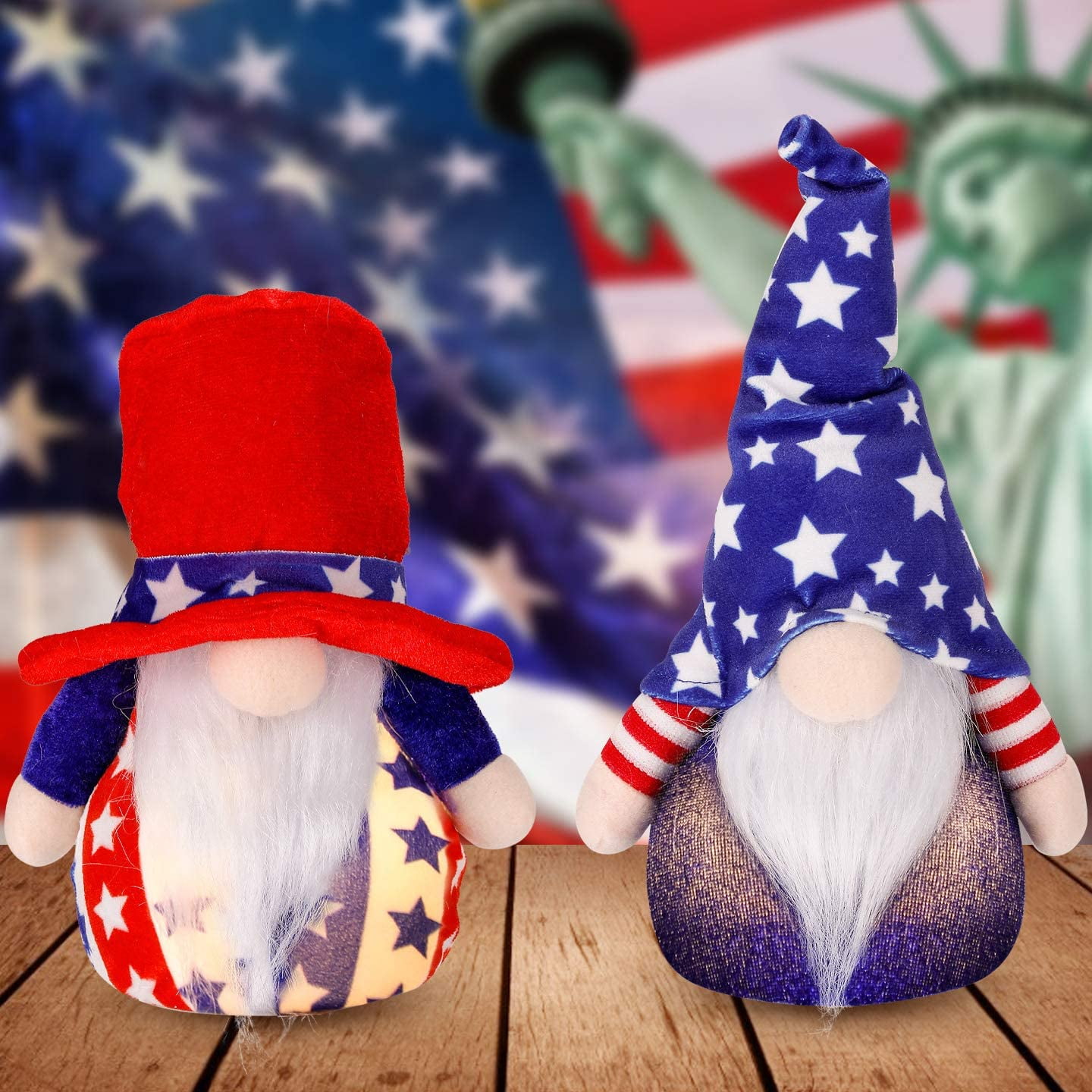 Patriotic Gnome Lights Usa Independence Day Uncle Sam Tomte Holiday Home Decoration Gifts For Memorial Day The 4th Of July And Labour Day Pack Of 2 Red Uncle Sam Hat