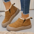 thumbnail image 3 of Womens Winter Snow Boots with Protective Toe Fleece Lined Warm Non Skid Slip on Walking Flats Work Ankle Booties Yellow Size 9, 3 of 7