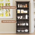 thumbnail image 3 of SELOOYE Modern Pantry Cabinet, 71-inch Tall Glass Display with Wood Doors, Adjustable Shelves, Grey, 3 of 7