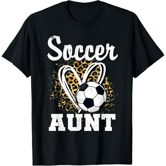 Soccer Aunt Leopard Heart Matching Family T-Shirt