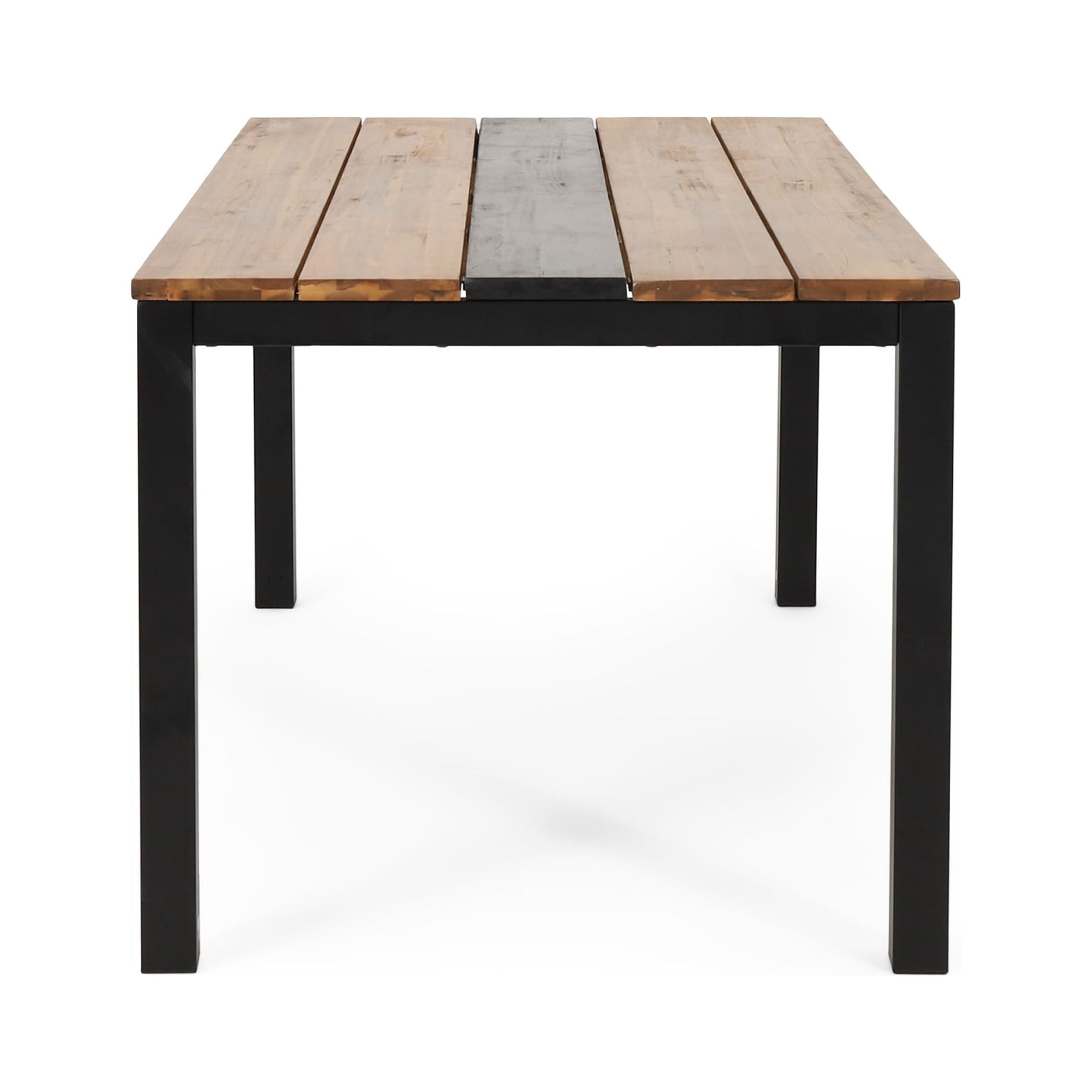 Pellerin Acacia Wood Outdoor Dining Table, Teak and Black