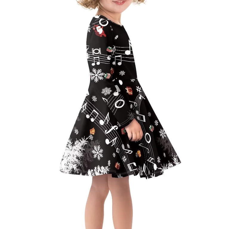 christmas music dress Renewold Notes Xmas Trees for Birthday Gifts Long Sleeve Casual Swing Fall A-Line Dresses for Little Girls Comfy Pleat Dress Size XL A pretty dress Inspired