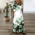 thumbnail image 2 of Herrnalise Women's Casual V-Neck Button Mid-Length Sleeve Printed Long Dresses S-4XL, 2 of 6