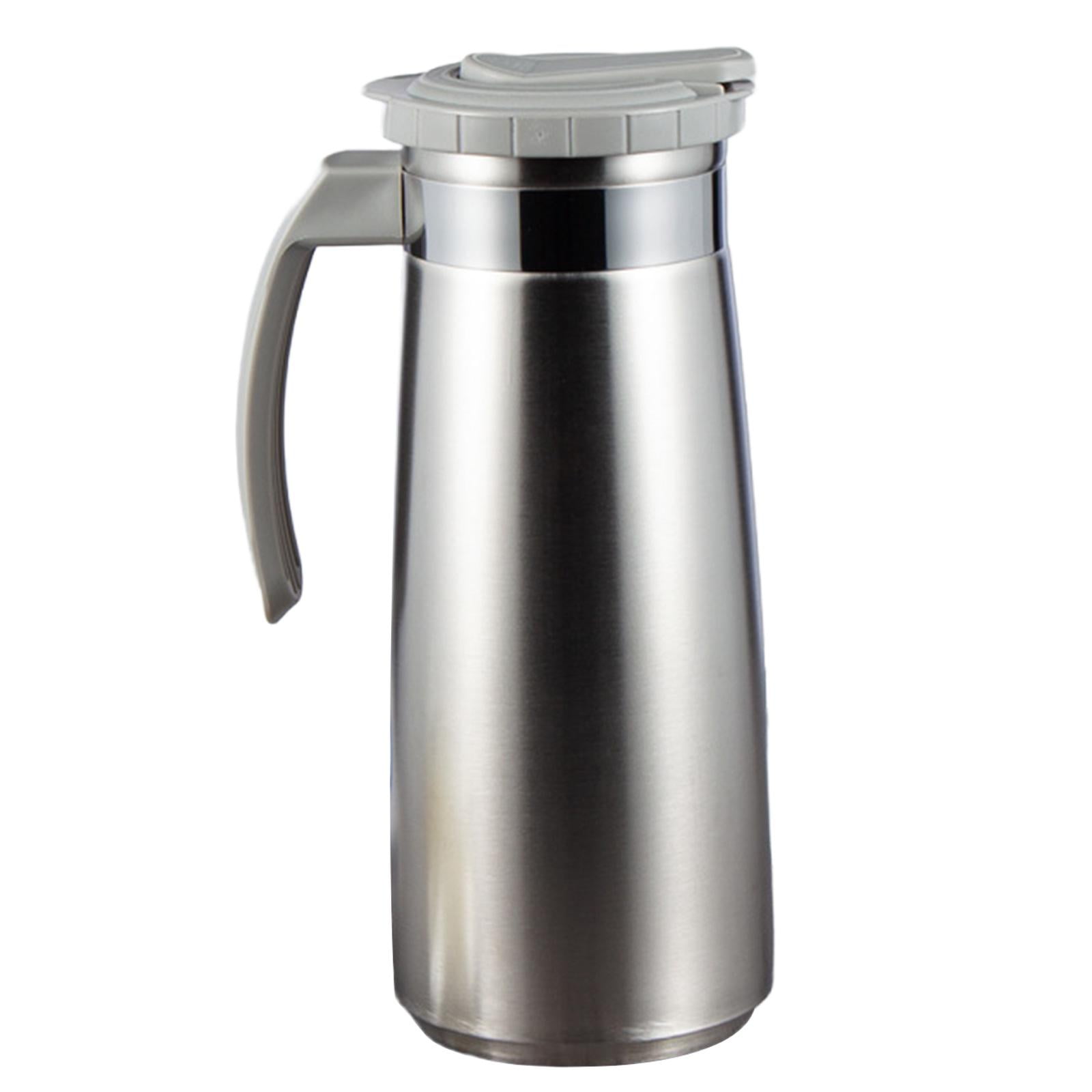 Fiocias Stainless Steel Water Jug 1.3L Large Capacity Reusable Iced Tea Pitcher Lemonade Gray
