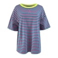 thumbnail image 5 of Afdoent Womens T Shirts Striped Color Block Oversized Short Sleeve T Shirt For Women Casual Summer Tee Top Tee Shirts For Women Comfortable, 5 of 5