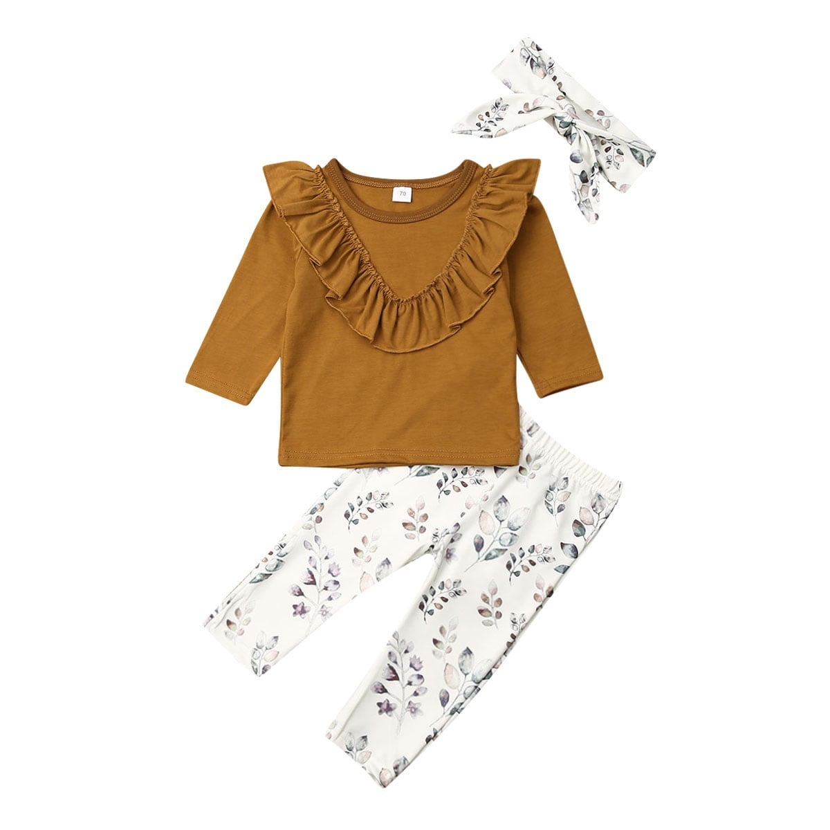 Toddler Baby Girls Floral Clothes Long Sleeve T-shirt+Pants+Headband Outfits Set