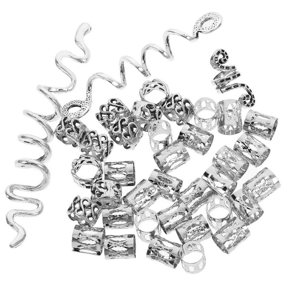 FRCOLOR Dreadlock Jewelry for Braids with Silver Zinc Alloy Rings Easy to Use for Hair Decoration and Accessories