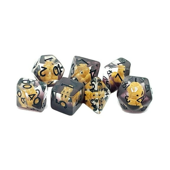 Old School Dice & Accessories Poly Set Brown Squirrel w/Black (7) New