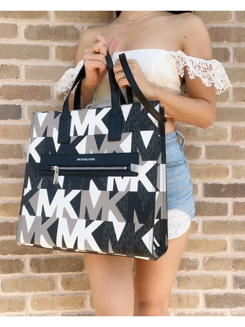 Michael Kors Kenly Large Tote Satchel Handbag Purse, Black Multi