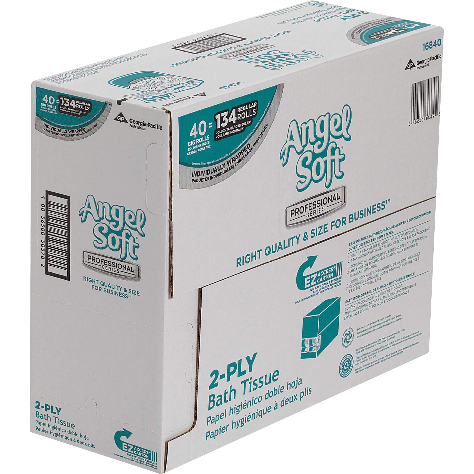 Premium Embossed Bathroom Tissue, 2-Ply Durable Toilet Paper, 450 Sheets per Roll, 40 Rolls Bulk Pack, Commercial Use, White