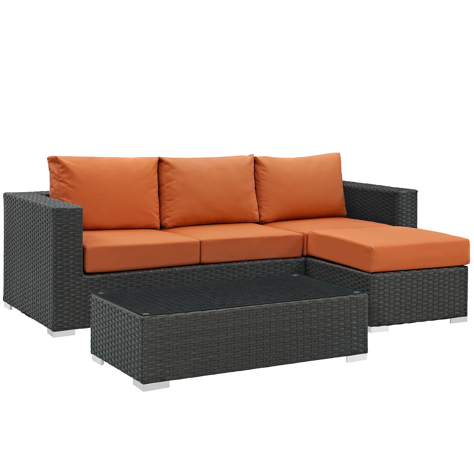Modway Sojourn 3 Piece Outdoor Patio Sunbrella? Sectional Set in Canvas Tuscan - image 2 of 7