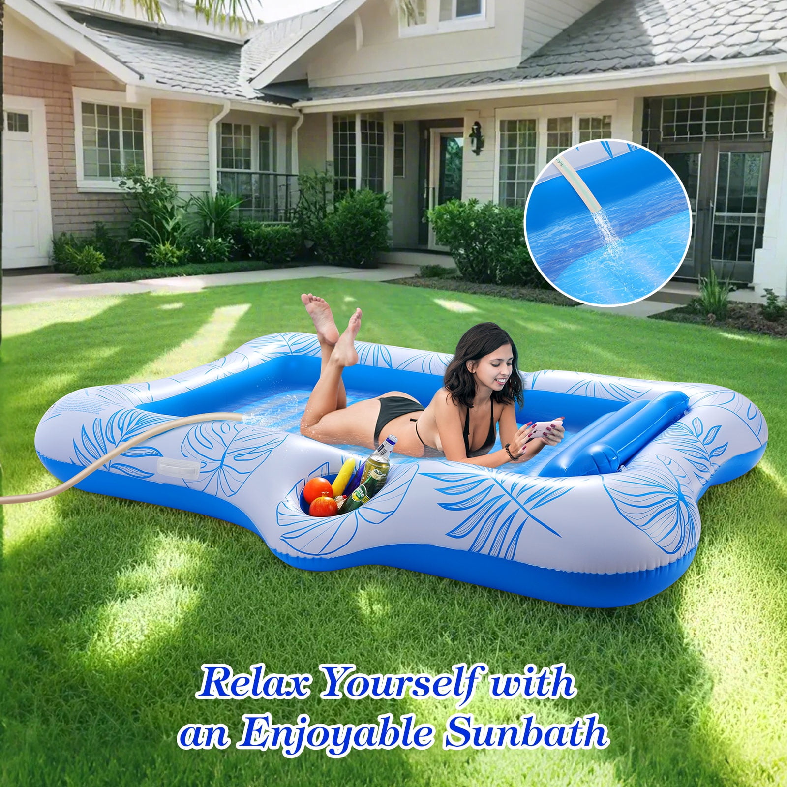 MoKo Inflatable Tanning Pool Floats Adult, Water Filled Tanning Bed Inflatable Lounger Pool Raft Toys Blow Up Pool for Backyard Lake Beach