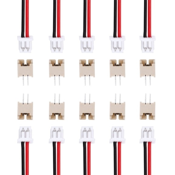 10 Pcs MX 1.25mm 2 Pin Single Head Male Connector Plug with 28 AWG 150mm Wire Cable and Female Motherboard Connector