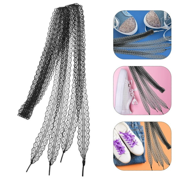 FRCOLOR 1 Pair Cute Lace Shoe Laces for Women Fashionable Shoelaces for Shoe Decoration Flat Lace shoelaces for Girls Cute Lace Shoelaces For Women