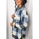 thumbnail image 3 of Camisas a cuadros sueltas y cómodas de manga larga de un solo pecho de fibra de poliéster para mujer con botones para el trabajo diario Azul XL, 3 of 5