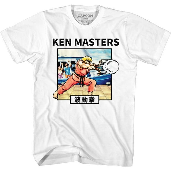 Street Fighter Ken Hadoken White Adult T-Shirt
