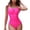 Hot Pink #053, variant on Womens One Piece Swimsuit Retro Tummy Control Square Neck Bathing Suits Ruched Modest Full Coverage Swimwear, L