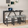 thumbnail image 3 of Industrial Bar Table Set w/ Power Outlet - Grey & Black, 4-Piece Dining Set for Kitchen/Living Room. Solid Wood, MDF, 59" Table. Includes 3 Stools., 3 of 20