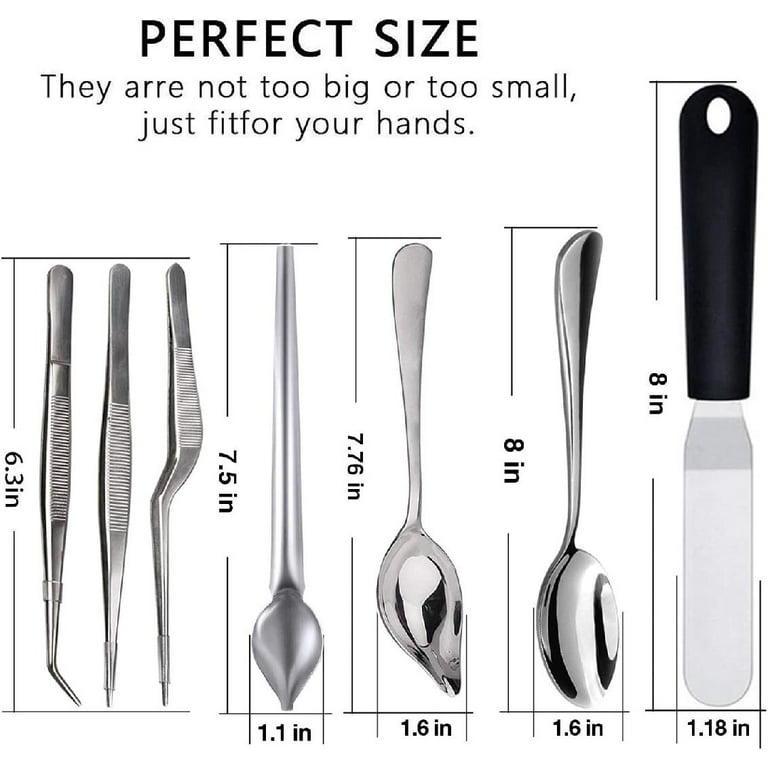Nuvantee Plating Tools - Professional Chef Kit - 8 Piece Culinary Plating Set - Stainless Steel