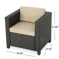 thumbnail image 4 of Cascada Outdoor 4 Piece Wicker Club Chair Set with Cushions and Grey Firepit, Dark Brown, Beige, 4 of 10