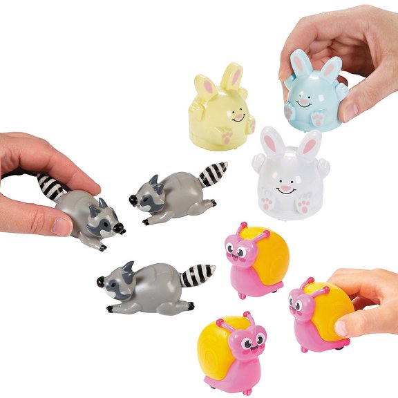 Fun Express 1 3/4" - 2 1/4" Pull-Back Animal Character Assortment - 36 Pieces