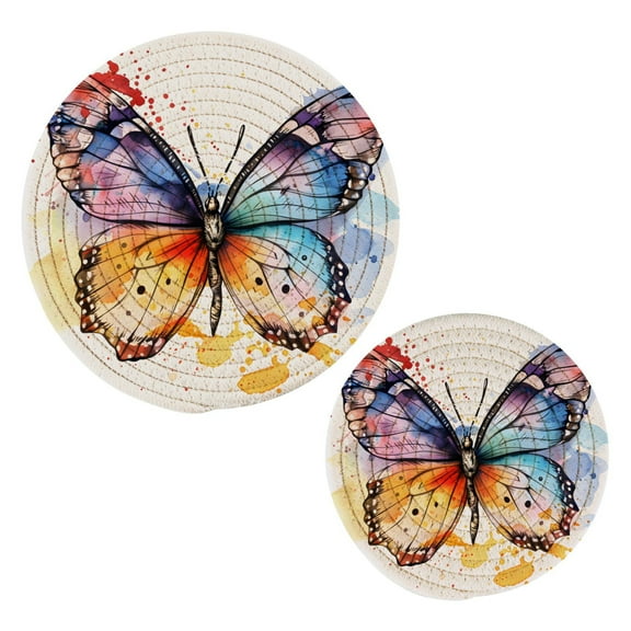 Beautiful Butterfly Pot Holders Set Trivets Hot Pads Cotton Mats for Cooking