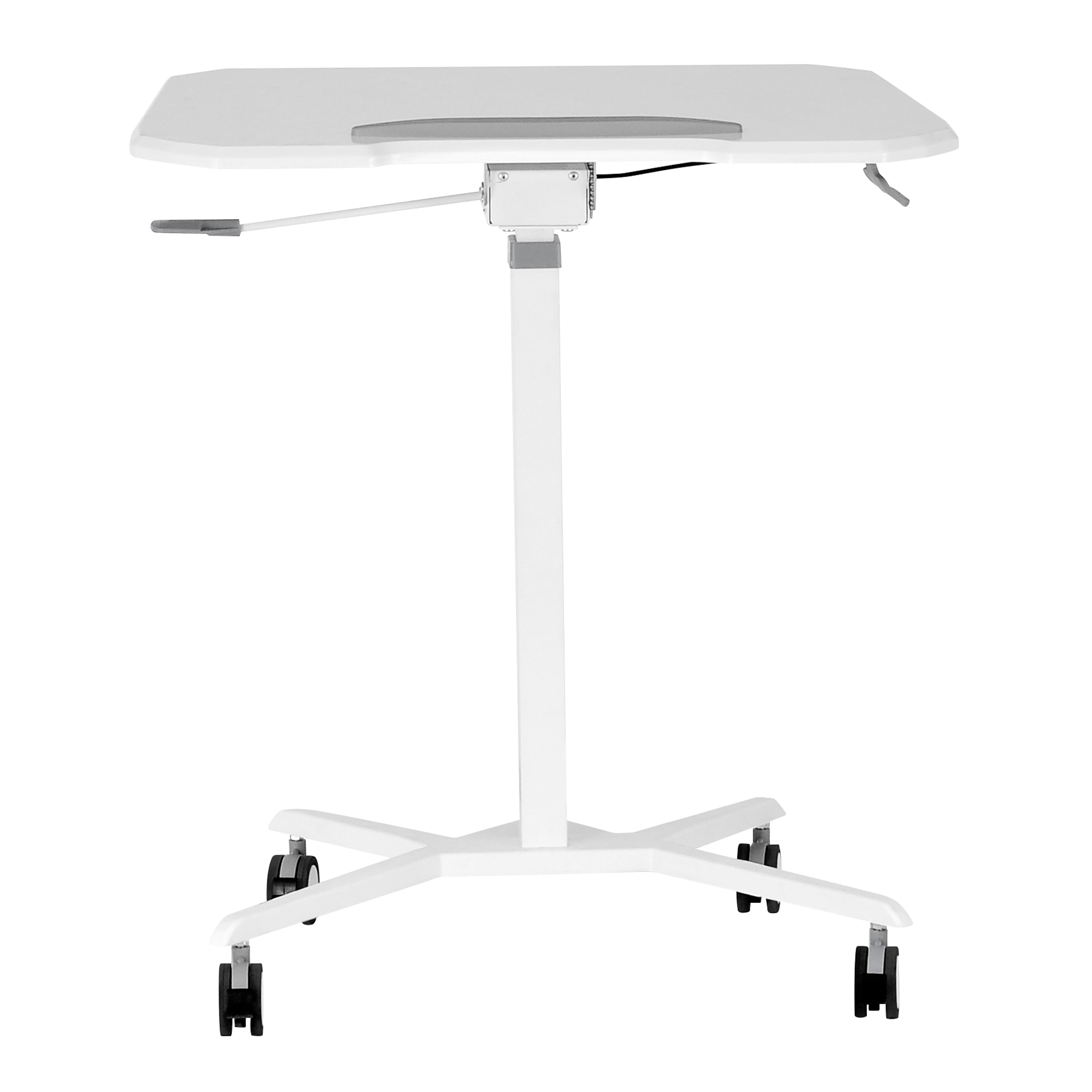 Techni Mobili White Sit to Stand Mobile Laptop Computer Stand with Height Adjustable RTA-B008-WHT