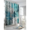thumbnail image 3 of Fsddascl Turquoise Grey Painting Shower Curtain Set - Extra Long 72" x 96" Bathtub Curtain with 12 Hooks, Abstract Street Smear Art Modern Waterproof Fabric Stall Shower Curtains for Bathroom, 3 of 6