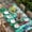 Green, variant on Abstract Blue Table Cloths for 5 Foot Rectangle Tables, Painting Buildings Geometric Modern Art Patio Waterproof Elastic Fitted Tablecloths, Washable Rectangular Table Cover for Camping
