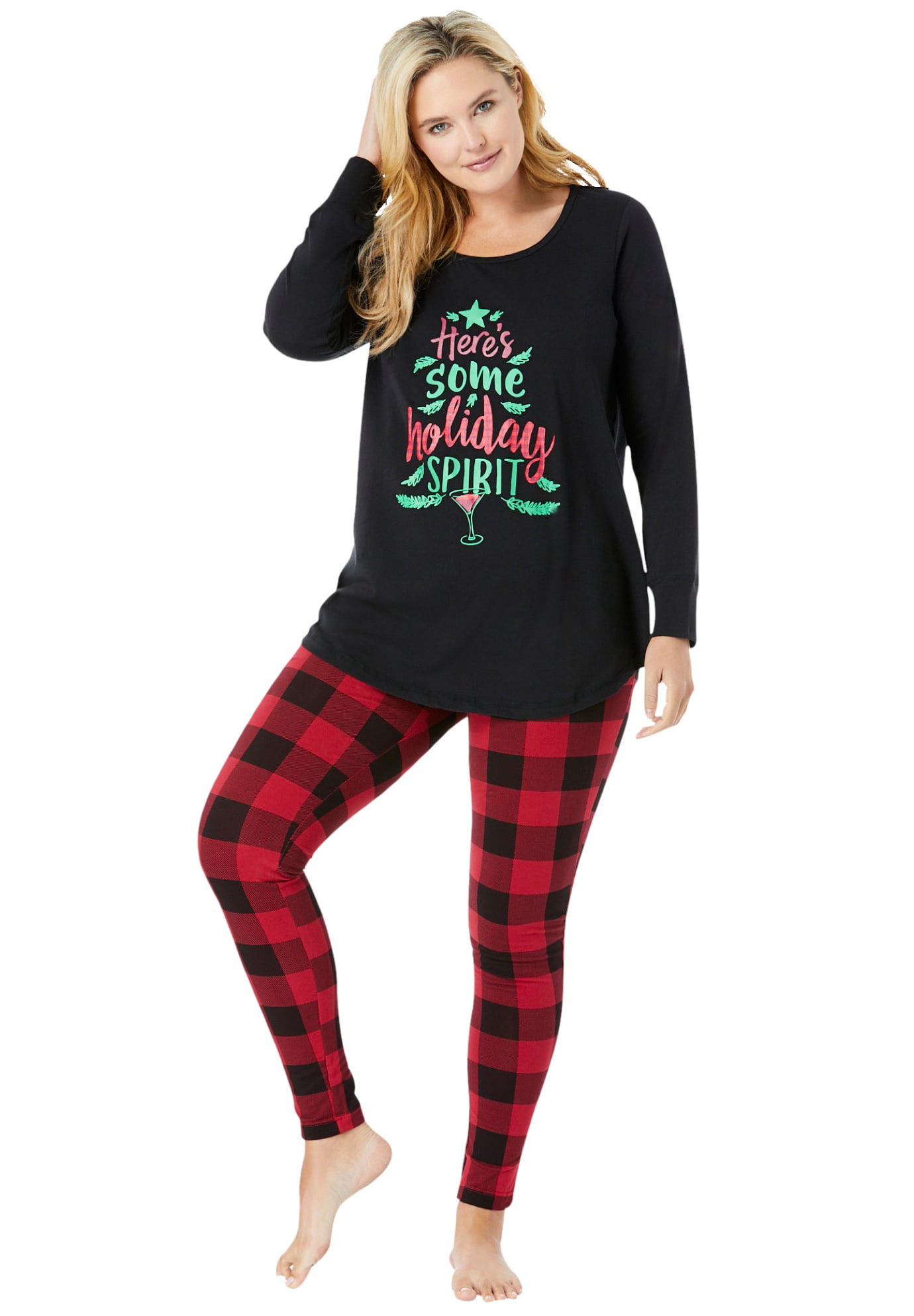 Dreams & Co. Women's Plus Size 2-Piece Pj Legging Set Pajamas - Walmart.com