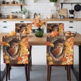 thumbnail image 3 of Fall Orange Chair Covers Set of 1 Red Maple Leaves Animal Owl Chair Back Covers Stretch Removable Washable Slipcovers Protector for Dining Room Kitchen Party Decor, 3 of 5