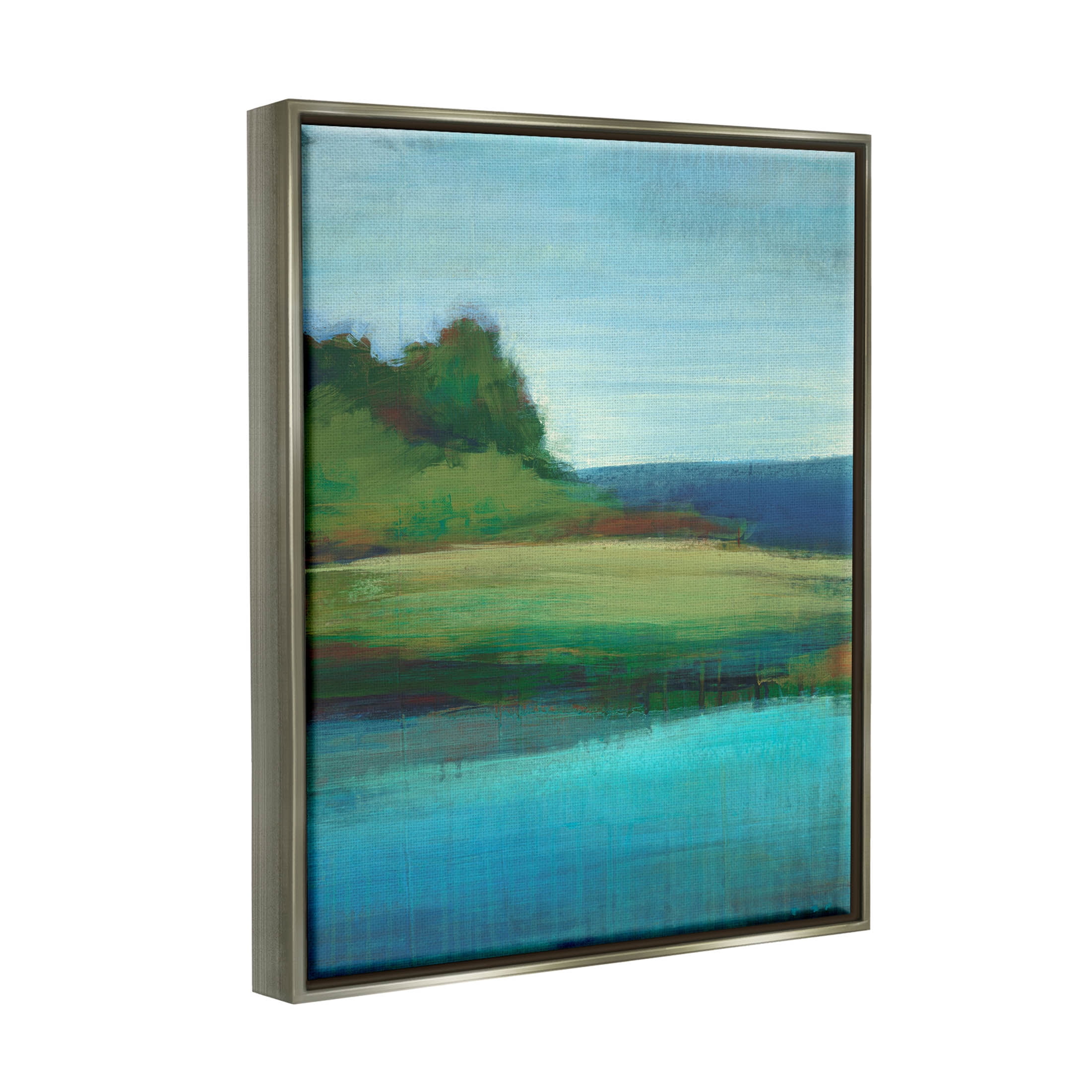 Stupell Industries Soft Rainy Lake Landscape Painting Luster Gray Floating Framed Canvas Print Wall Art, Design by Stacy D'Aguiar