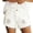 White, variant on Womens Shorts Washed Denim Front Distressed Design Raw Hem Fringed Cuff Ripped Streetwear Style,Sizes 2XS-3XL