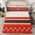 thumbnail image 2 of Homewish Hippie Maroon Abstract Queen Sheet Sets for Women, Chic Minimalism Flat Sheet, Modern Fashion Theme Queen Fitted Sheet, Luxury Bedroom Decor, 4-Piece, 2 of 7