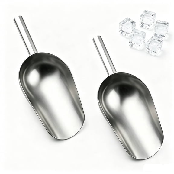 2Pack 6 Oz Ice Scoop, Small Stainless Steel Ice Scoop, Metal Utility Scoops for Ice Cube, Candy, Flour, Sugar, Nuts, Pet Dog Food Ice Scoopers for Canisters, Baking, Kitchen Pantry