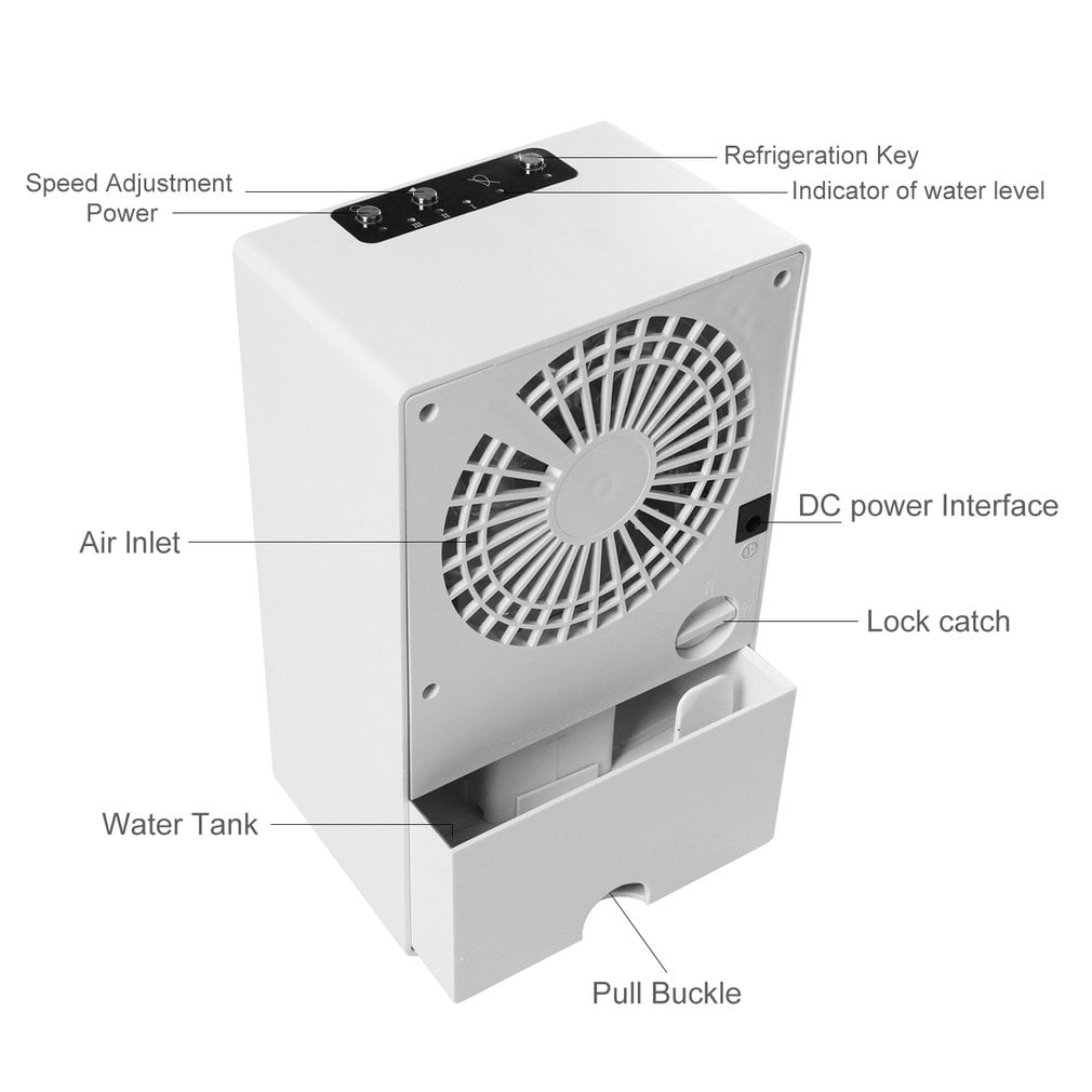 Mini Portable Table Desk Air Conditioner Small Home Office Bladeless Fan Humidifier Quiet