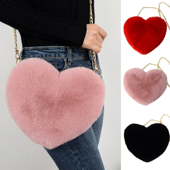 Msgweeeg Shoulder Bag Large Crossbody Bags for Women 1pc Fashion Heart Shaped Crossbody Bag for Women Cute Chain Shoulder Handbag with Zip Closure Soft Faux Coin Purse Lined Synthetic Material
