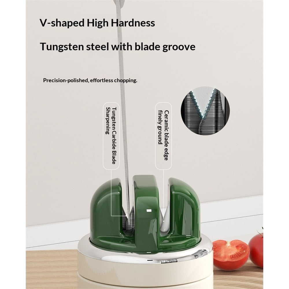 2 pack Knife Sharpener | Multi-Angle Pocket & Kitchen Knife Sharpener w/Suction Base | Works with a wide range of knives（green)
