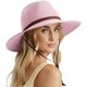 thumbnail image 1 of Women Straw Panama Hat Travel Fedora Beach Sun Hat Summer Wide Brim Straw Roll up Hat UPF 50+, 1 of 5