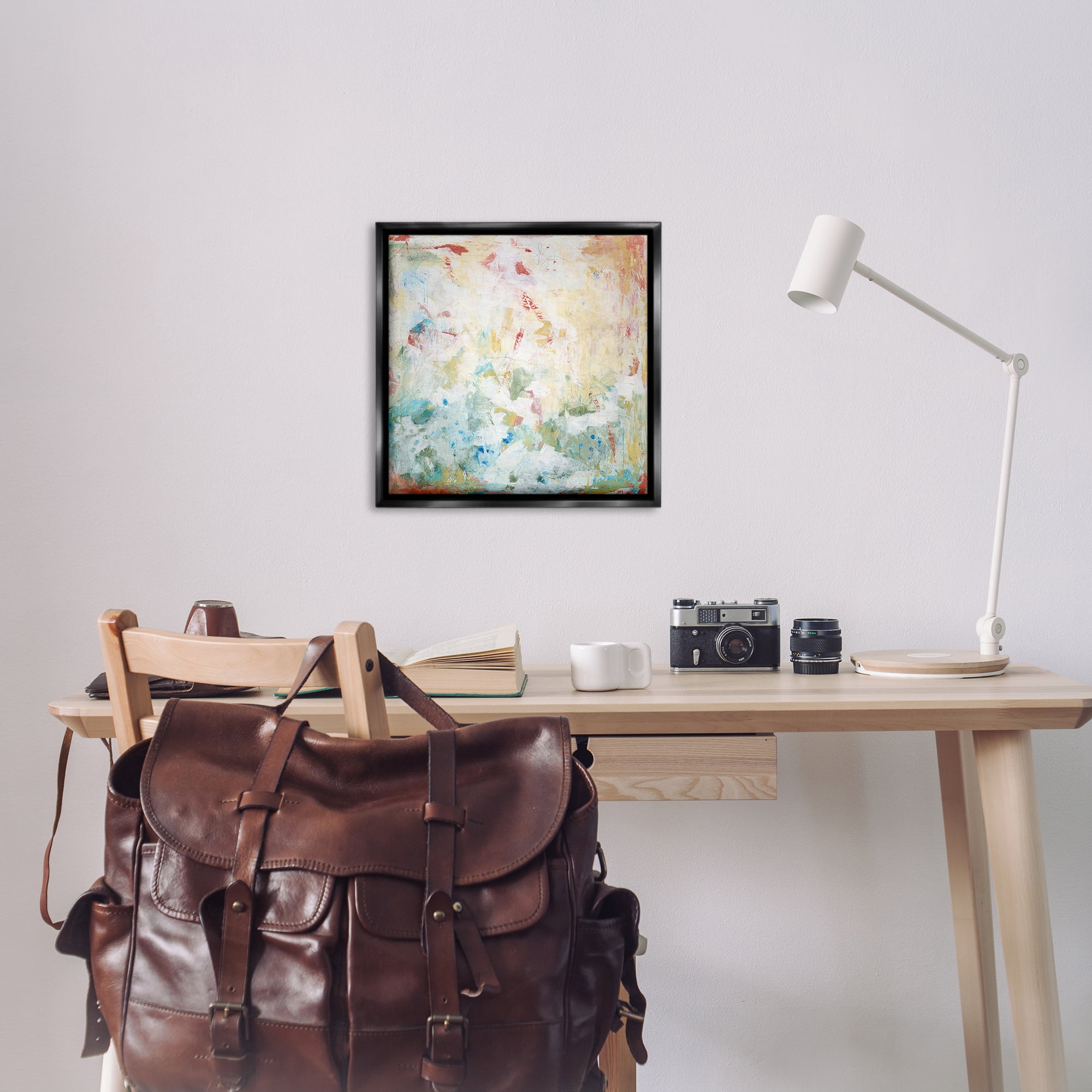 Stupell Industries Muted Restless Abstract Abstract Painting Black Floater Framed Canvas Art Print Wall Art, 25 x 25