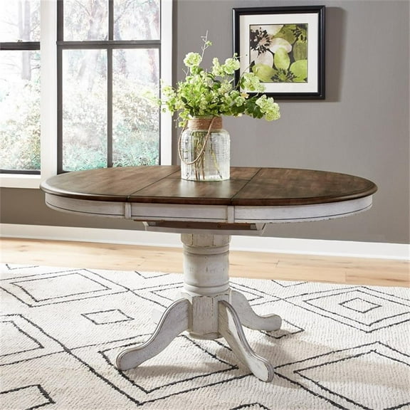 Pemberly Row Contemporary Crossing Pedestal Table Set- White