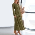 thumbnail image 7 of Womens Summer 2026 Casual Maxi Dresses - Long Sleeve V Neck Elastic Waist Tiered Lightweight Boho Beach Dress with Pockets, 7 of 7